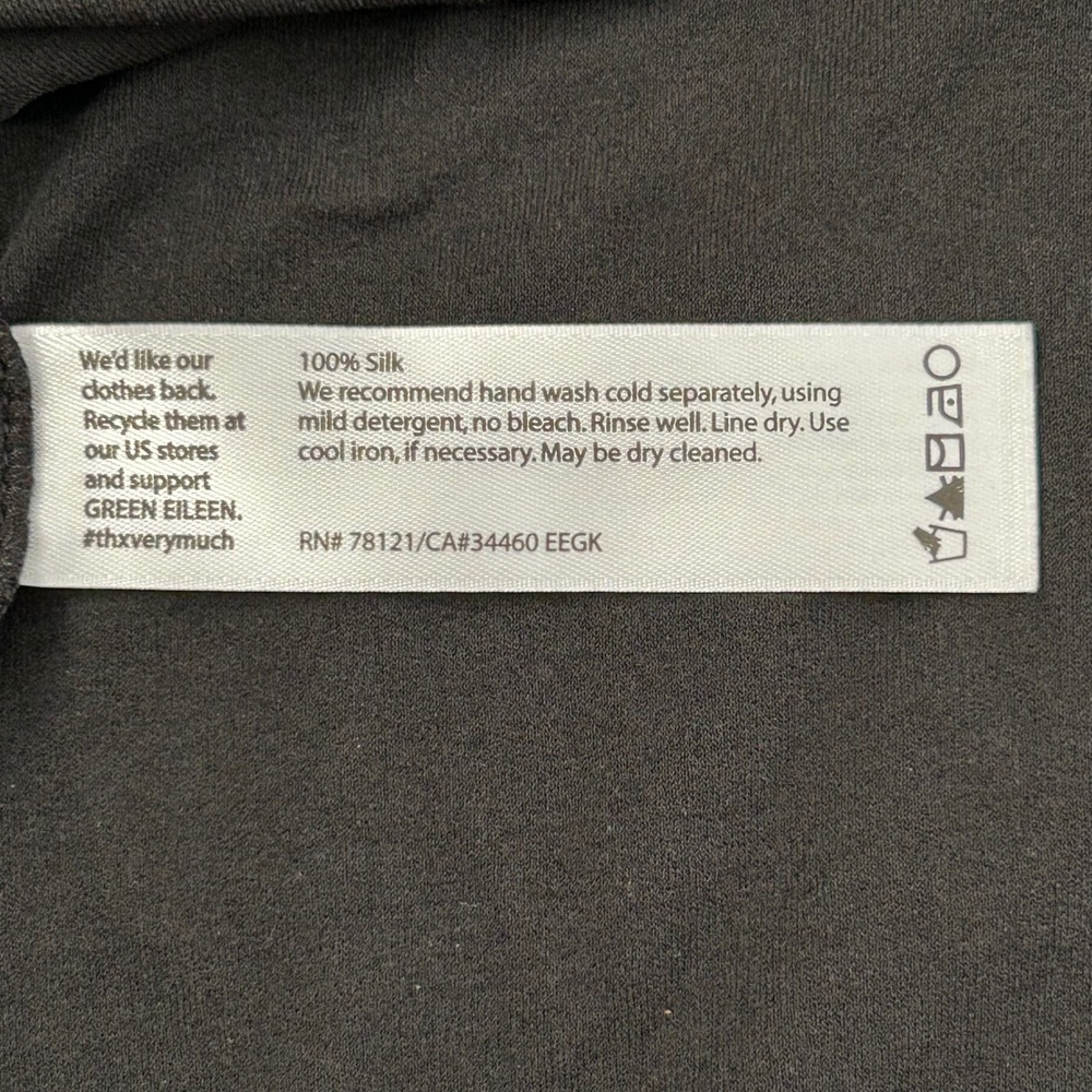 Eileen Fisher Womens L Black 100% Silk Jersey Knit Scoop Neck Cap Sleeve Top - Picture 5 of 7